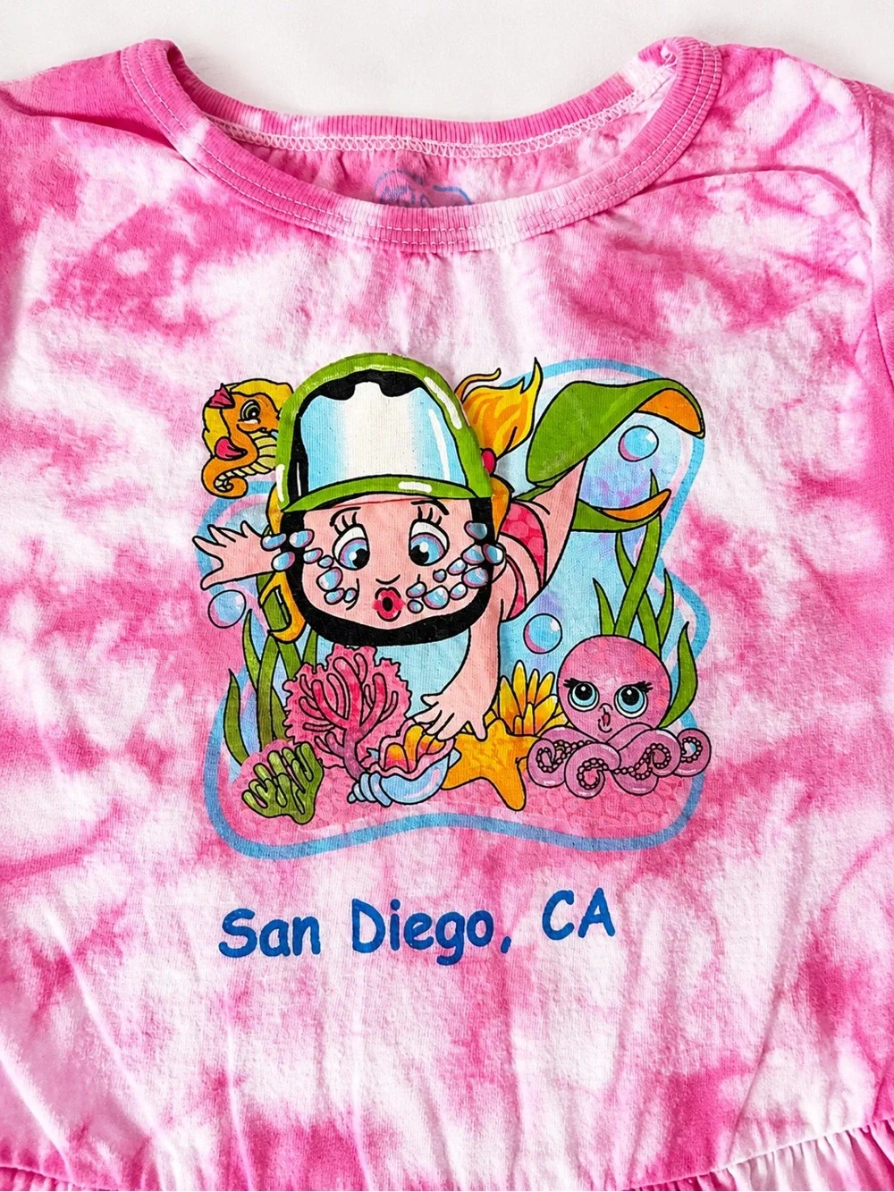 “San Diego, CA” Pink Tie Dye Girls Tank Dress – Size XS